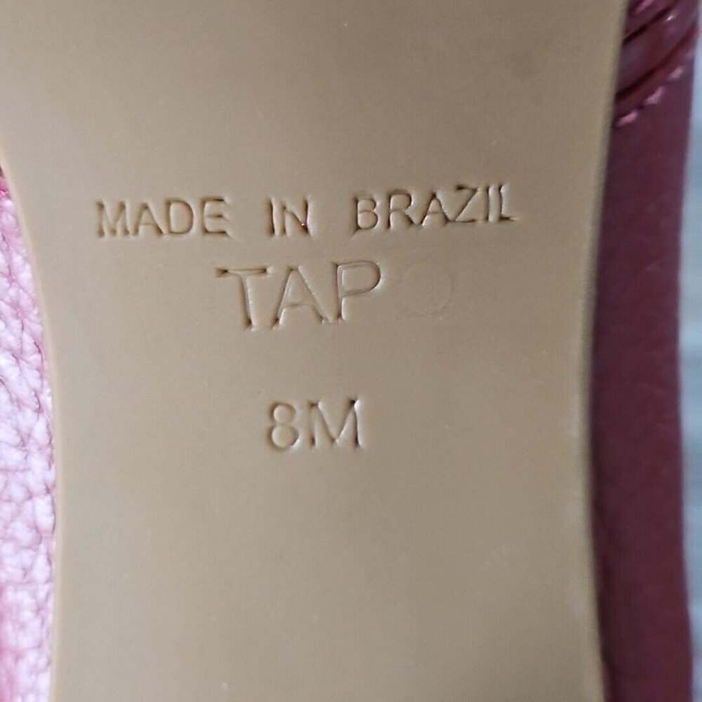 Brighton “TAP” Lipstick (Red) Leather Peep Toe Studded Heels Sandals - Size 8 M - Picture 9 of 15